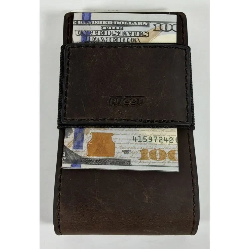 PROOF Men’s Solid Wallet Billfold Brown/Gray Logo w/ Custom Name on It - New